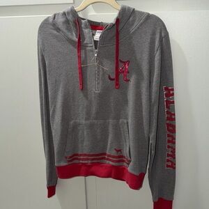 PINK Victoria's Secret Gray Hoodie with Red Accents